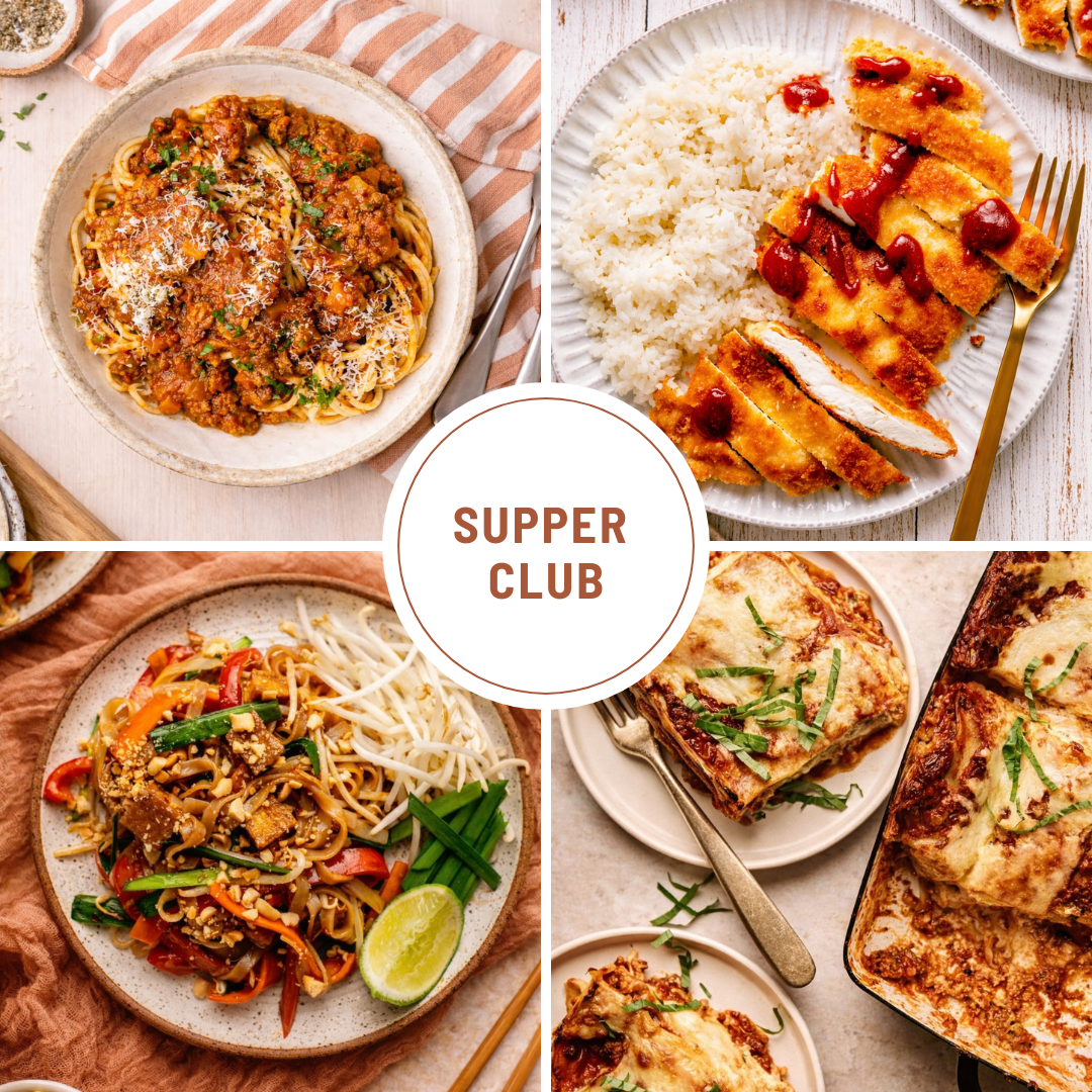 Collage of various dishes with 'Supper Club' text in the center.